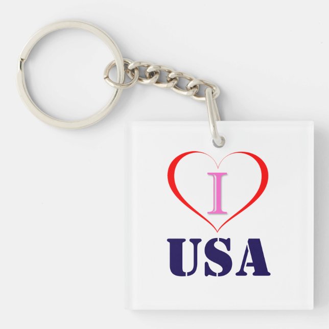 I Love USA Key Ring (Front)