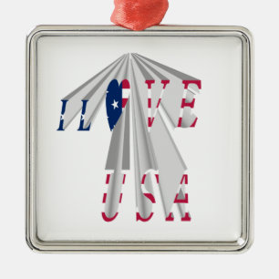 I LOVE USA METAL TREE DECORATION