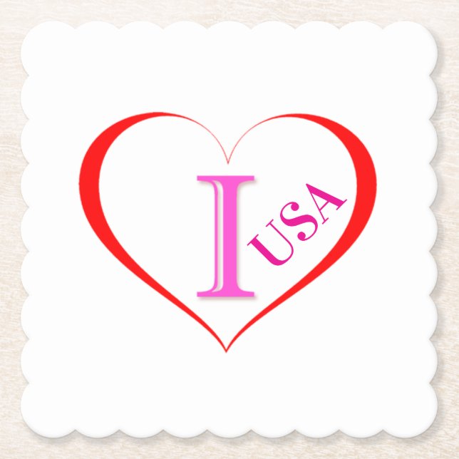 I Love USA Paper Coaster (Front)