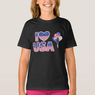 I Love USA - Patriotic American Flag Heart T-Shirt