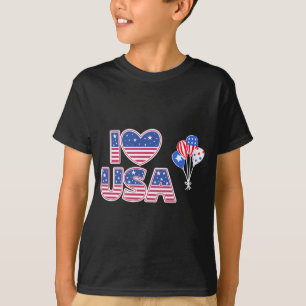 I Love USA - Patriotic American Flag Heart T-Shirt
