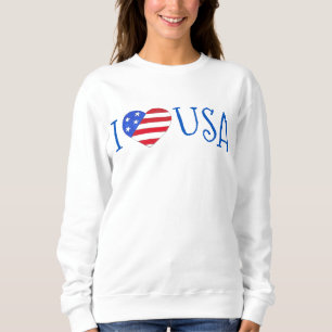 I Love USA Patriotic July 4th American Flag Heart Sweatshirt
