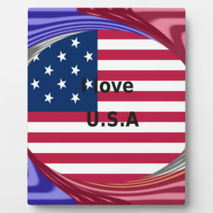 I LOVE USA PLAQUE