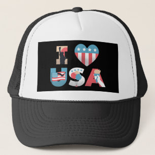 I LOVE USA Saying Design Trucker Hat