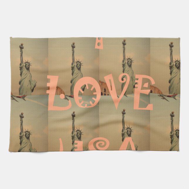 I Love USA Tea Towel (Horizontal)
