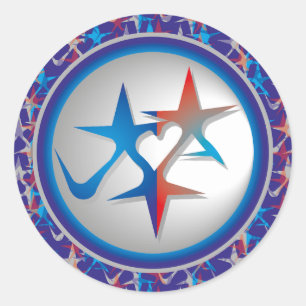 I LOVE USA/USA FLAG/STARS/FLAG BY MASANSER PIXEL CLASSIC ROUND STICKER