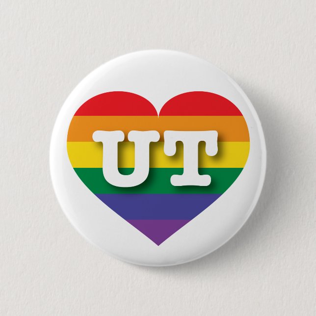 I Love Utah Rainbow Heart 6 Cm Round Badge (Front)