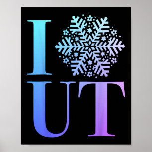 I Love Utah Snow Flake Winter Sports Ski Snowboard Poster