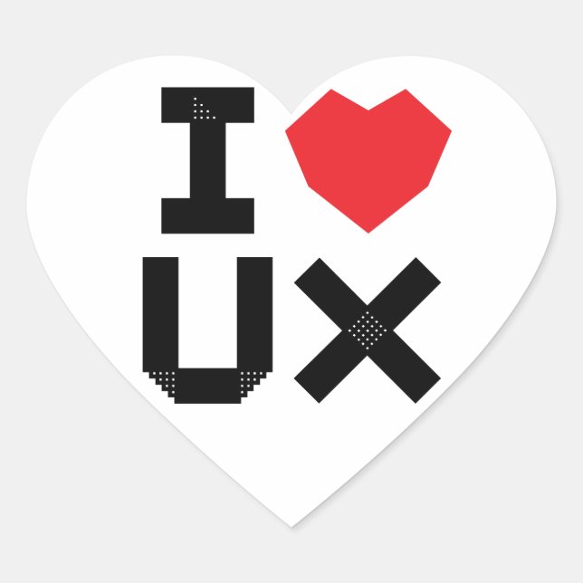 I Love UX (User Experience) Heart Sticker (Front)