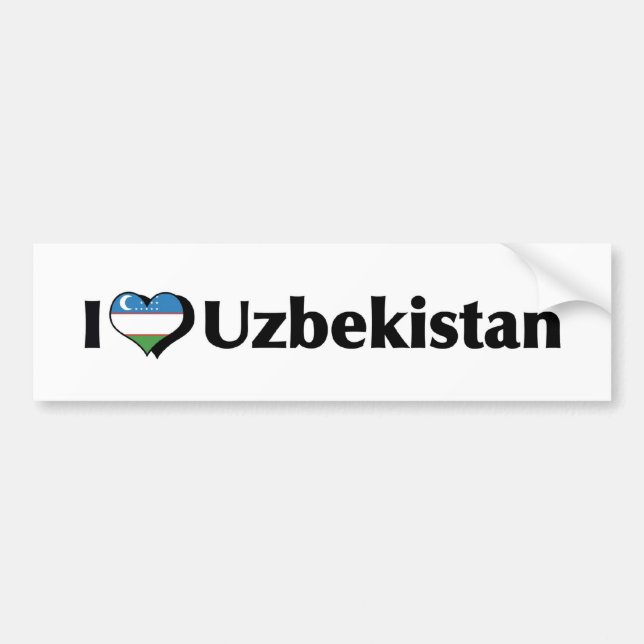 I Love Uzbekistan Flag Bumper Sticker (Front)