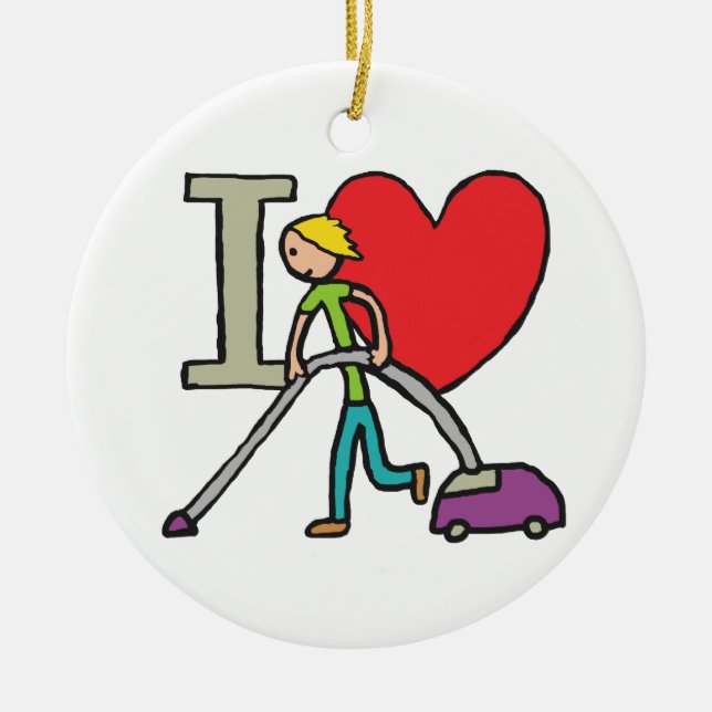 I Love Vacuuming Ceramic Tree Decoration (Front)