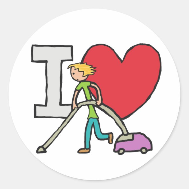 I Love Vacuuming Classic Round Sticker (Front)