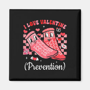 I Love Valentine Prevention Nurse Xmas Slip Socks  Magnet