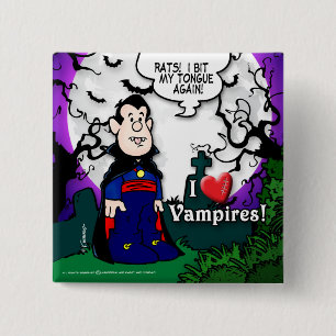 I Love Vampires 15 Cm Square Badge