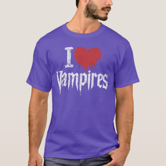 I Love Vampires I Red Heart Vampires Grunge Hallow T-Shirt