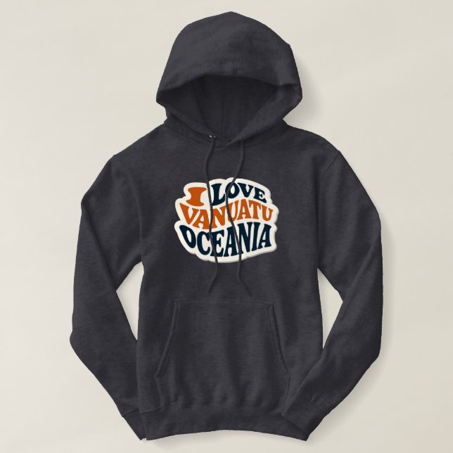 I Love Vanuatu Oceania, Sticker Retro Hoodie (Design Front)