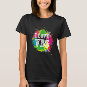 I Love Vbs Vacation Bible School Paint Splatter T-Shirt