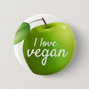 i love vegan 6 cm round badge