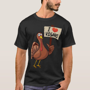I Love Vegan funny thanksgiving turkey T-Shirt