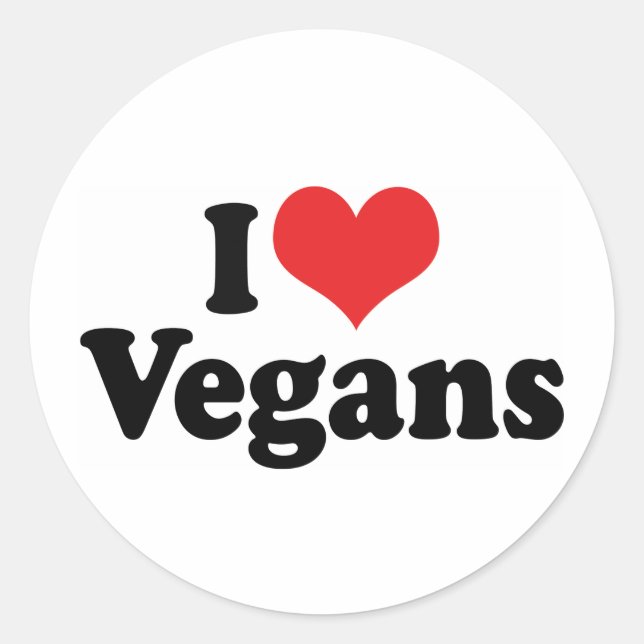 I Love Vegans Classic Round Sticker (Front)