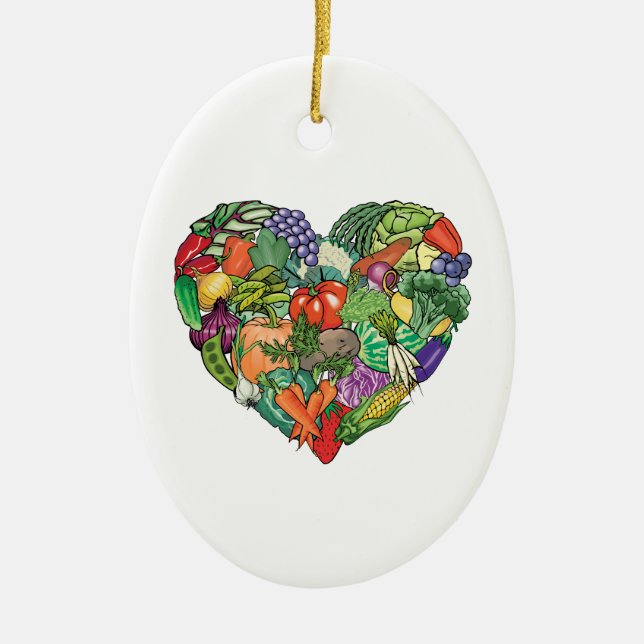 I Love Veggies Ceramic Tree Decoration (Front)