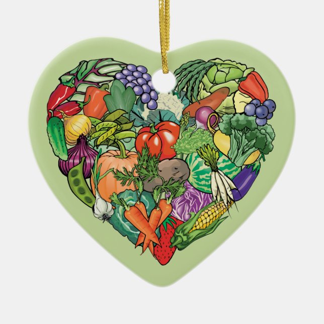 I Love Veggies Ceramic Tree Decoration (Front)