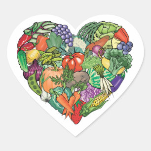I Love Veggies Heart Sticker
