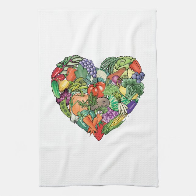 I Love Veggies Tea Towel (Vertical)