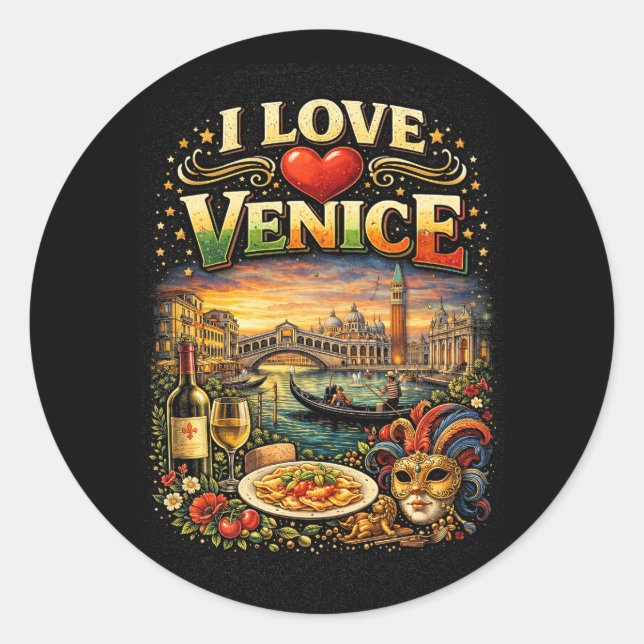 I Love Venice Classic Round Sticker (Front)