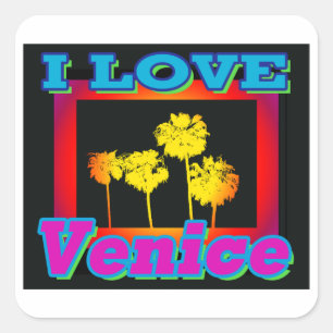 I LOVE Venice Palm Trees in the Box Stickers