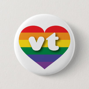 I Love Vermont Rainbow Heart 6 Cm Round Badge