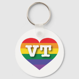I Love Vermont Rainbow Heart Key Ring