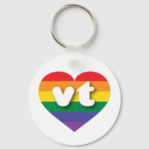 I Love Vermont Rainbow Heart Key Ring