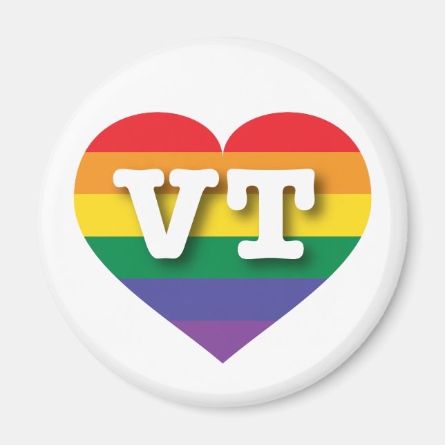 I Love Vermont Rainbow Heart Magnet (Front)