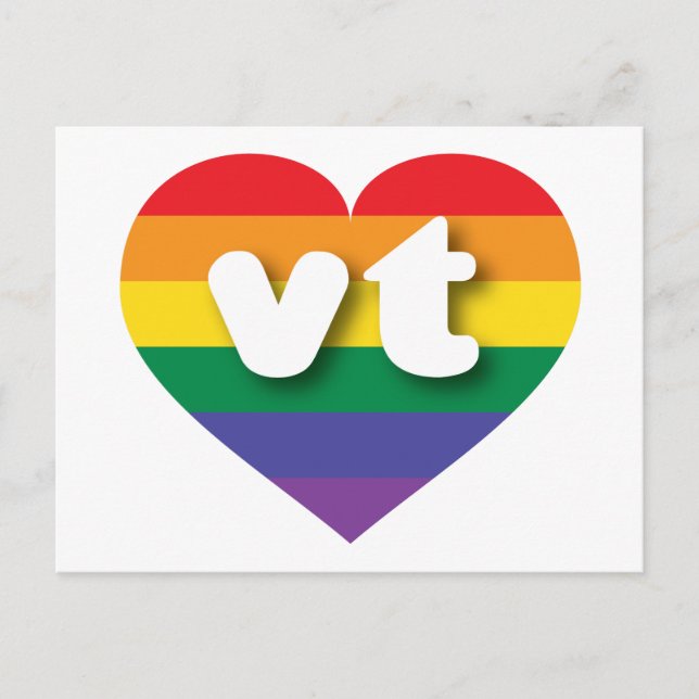 I Love Vermont Rainbow Heart Postcard (Front)