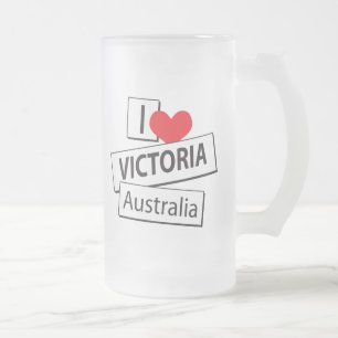 I Love Victoria Australia Frosted Glass Beer Mug