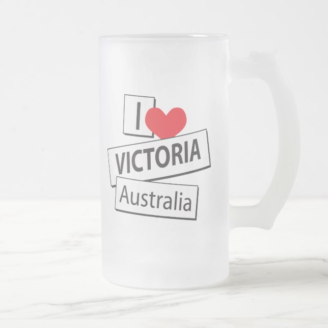 I Love Victoria Australia Frosted Glass Beer Mug (Right)