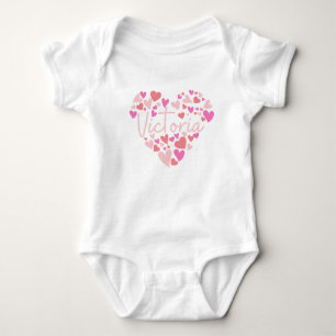 I love Victoria hearts in pink Baby Bodysuit