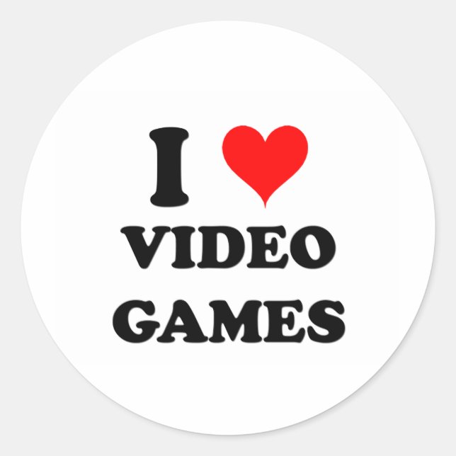 I Love Video Games Classic Round Sticker (Front)
