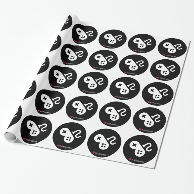I Love Video Games Wrapping Paper (Unrolled)