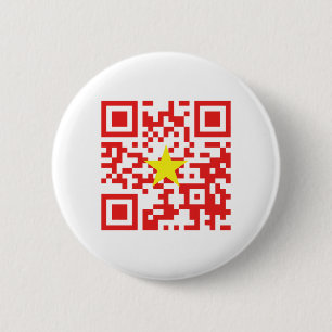 I Love Vietnam (Tôi Yêu Việt Nam) Flag QR Code 6 Cm Round Badge
