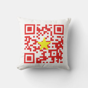 I Love Vietnam (Tôi Yêu Việt Nam) Flag QR Code Cushion