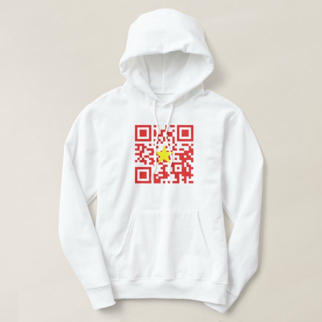 I Love Vietnam (Tôi Yêu Việt Nam) Flag QR Code Hoodie (Design Front)