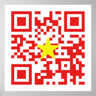 I Love Vietnam (Tôi Yêu Việt Nam) Flag QR Code Poster