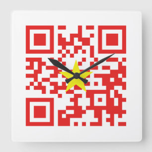 I Love Vietnam (Tôi Yêu Việt Nam) Flag QR Code Square Wall Clock