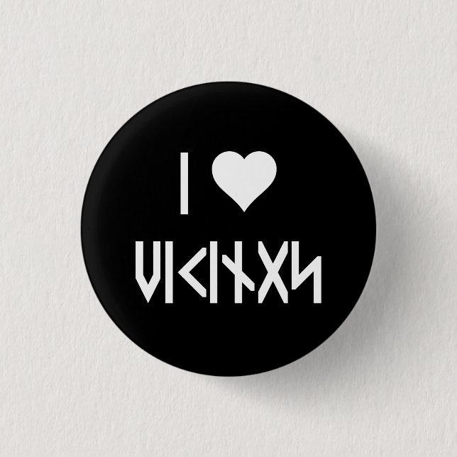 I Love Vikings Button (Front)