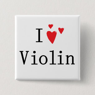 I Love Violin 15 Cm Square Badge