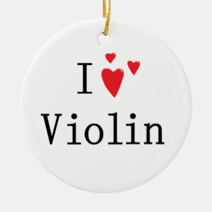 I Love Violin Ceramic Tree Decoration
