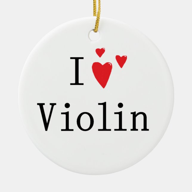 I Love Violin Ceramic Tree Decoration (Front)