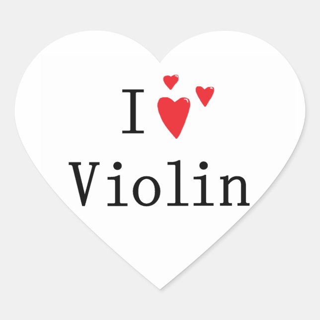 I Love Violin Heart Sticker (Front)